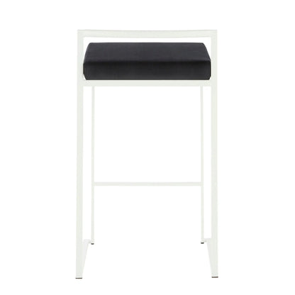 Fuji stackable counter stool with white frame and dark gray cushion Unique Piece Furniture on Tampa Home & Garden Store