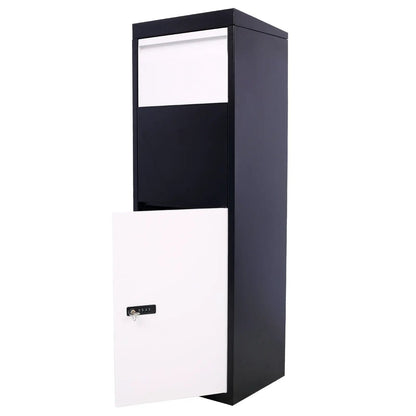 Package delivery box galvanized steel mailbox with code lock in black and white on Tampa Home & Garden Store