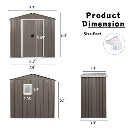 88.98in outdoor metal storage shed with window and double doors, brown panels by HouseOfZazla on Tampa Home & Garden Store