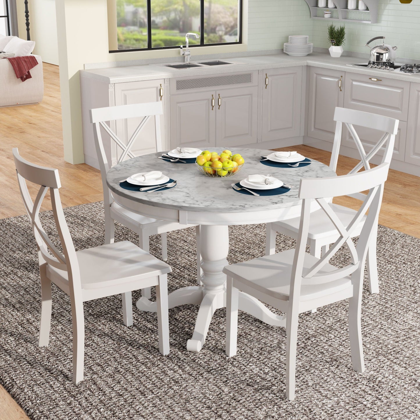 Elegant 5 Pieces Dining Table and 4 Chairs Set