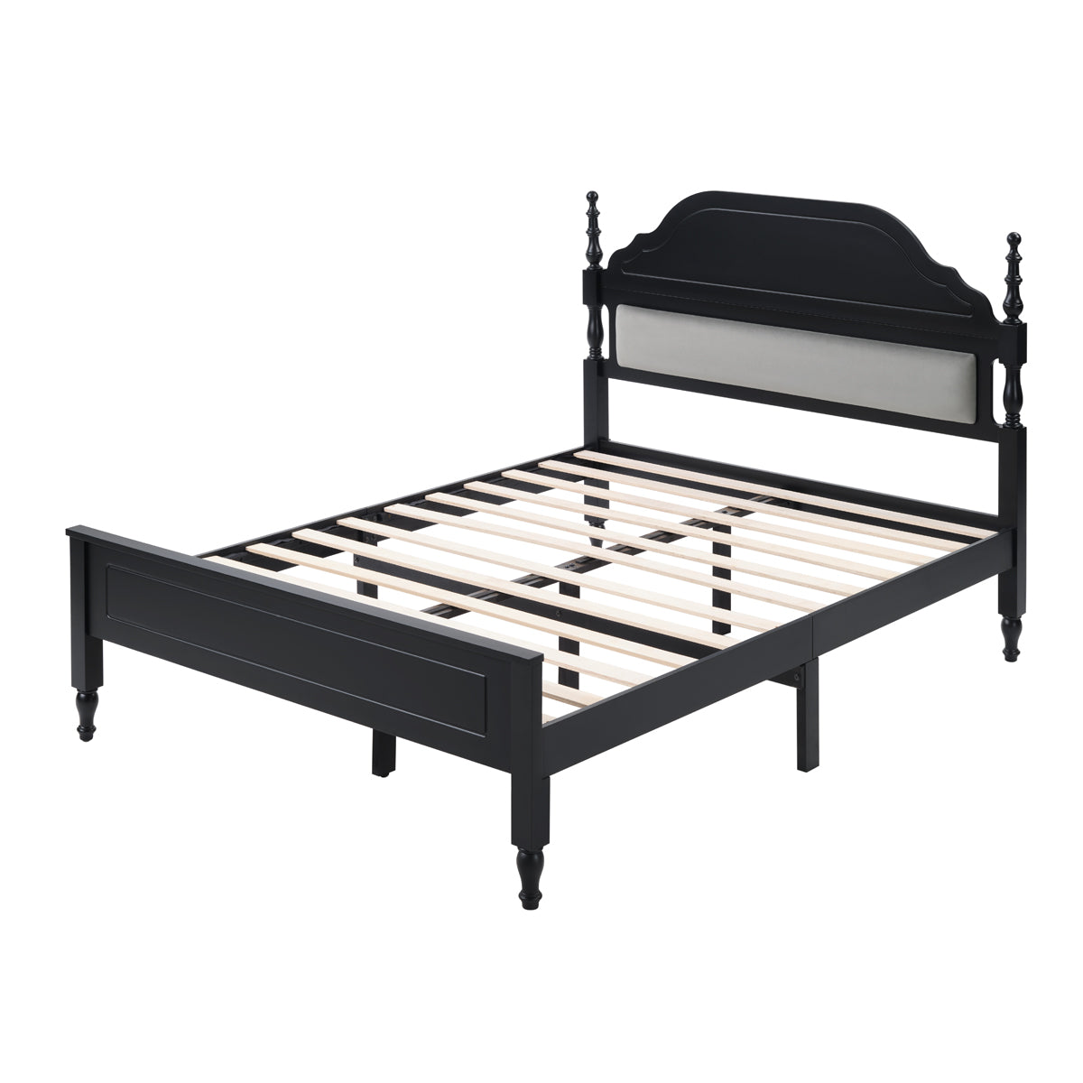 Queen bed frame in black with padded headboard insert by HouseOfZazla on Tampa Home & Garden Store