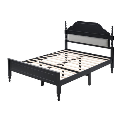 Queen bed frame in black with padded headboard insert by HouseOfZazla on Tampa Home & Garden Store