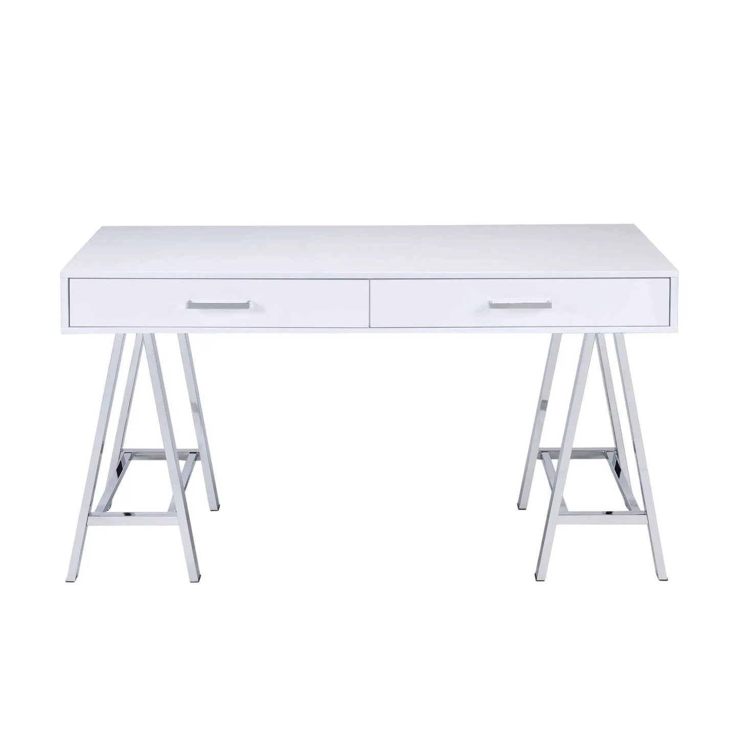 Coleen high gloss white writing desk with USB, metal legs on Tampa Home & Garden Store