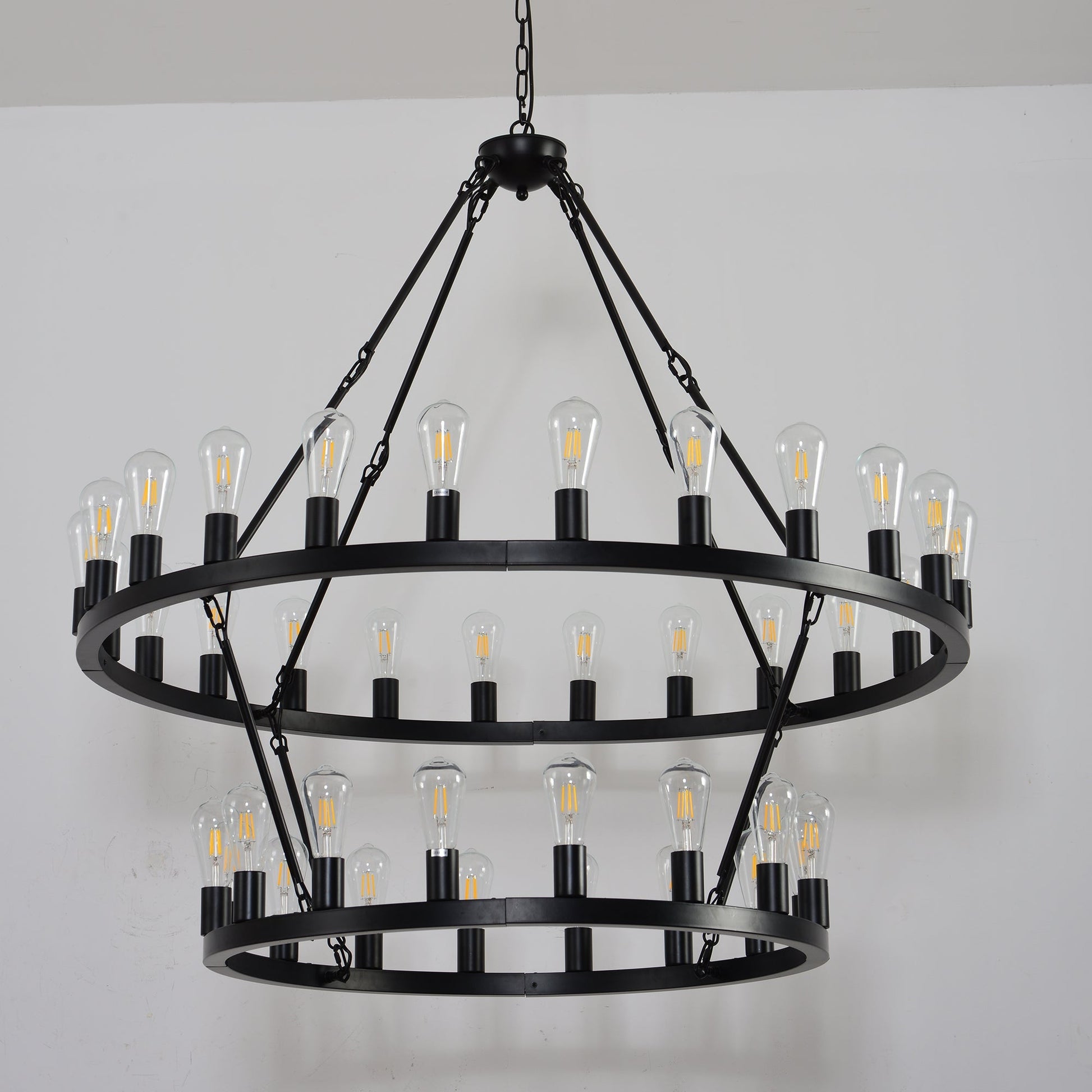 Chandelier HouseOfZazla 47.24 Inch Matte Black Wagon Wheel with 36 Lights on Tampa Home & Garden Store