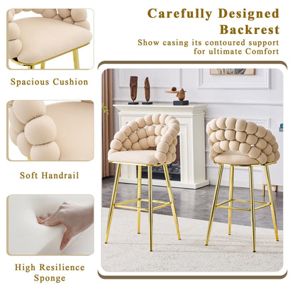 Ball Chain Bubble Tufted Bar Chairs Set Of Two