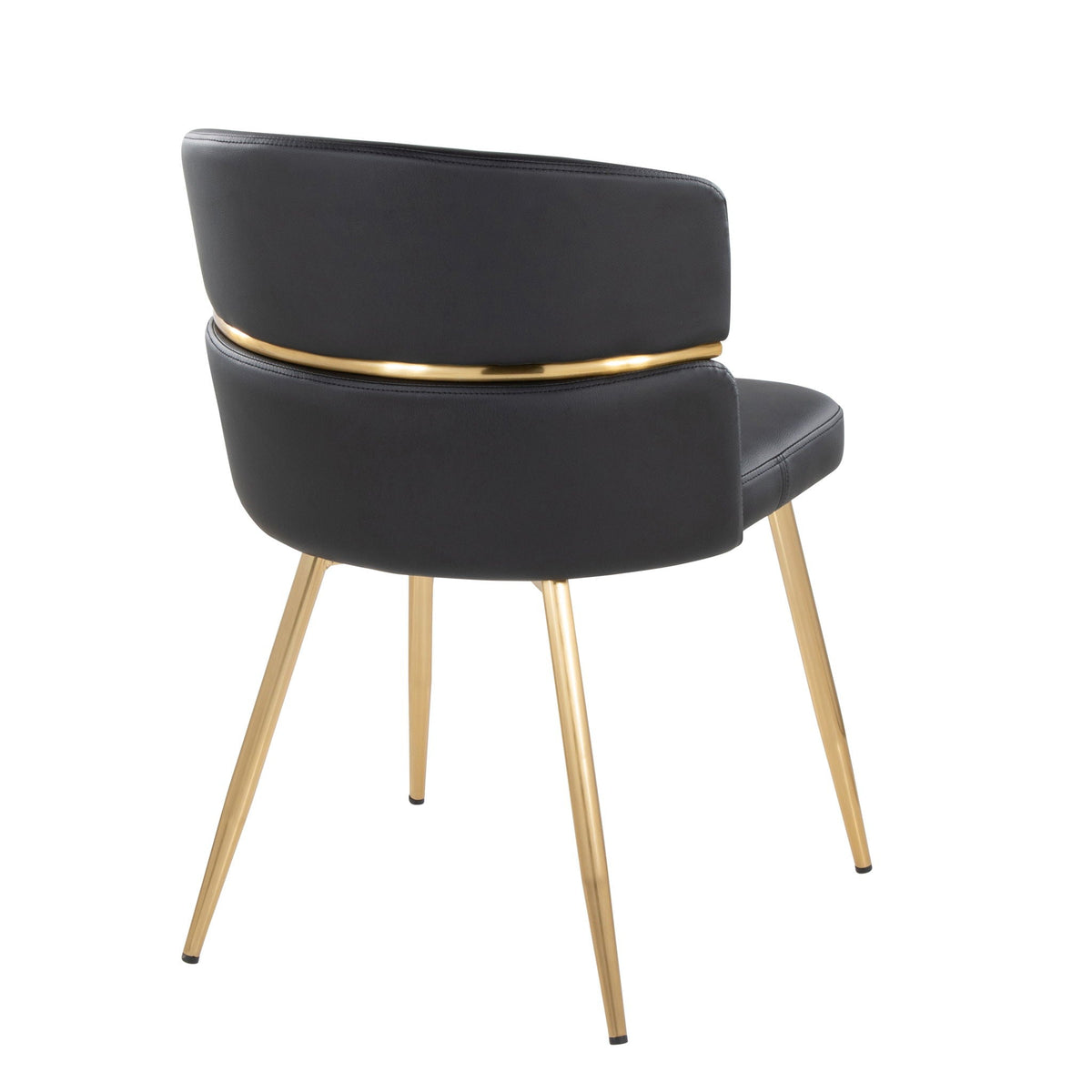 Art Deco dining chair set of 2 by HouseOfZazla in black faux leather with gold metal legs on Tampa Home & Garden Store