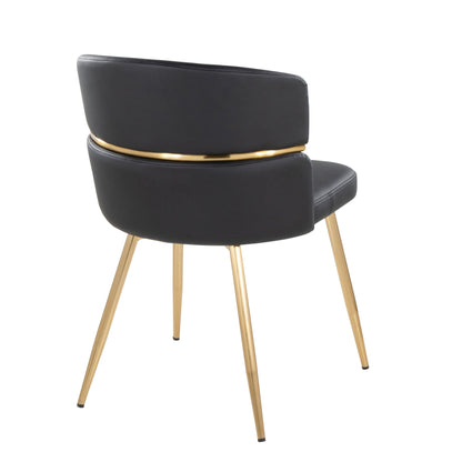 Art Deco dining chair set of 2 by HouseOfZazla in black faux leather with gold metal legs on Tampa Home & Garden Store