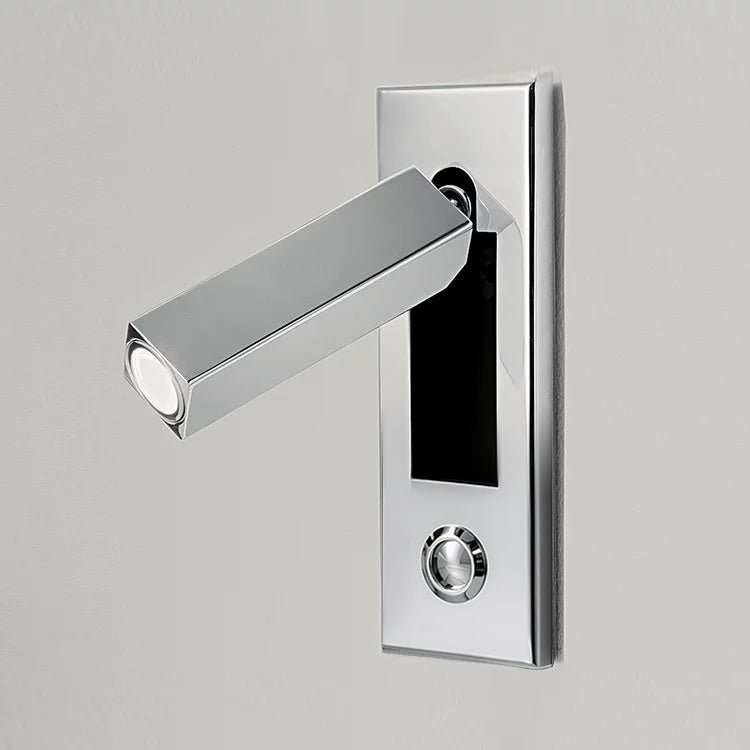 Moktan Sabai chrome recessed folding bedside wall sconce with warm LED light on Tampa Home & Garden Store