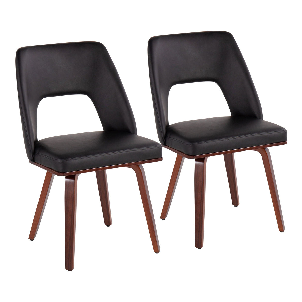 Mid-Century Modern upholstered chair set in black with walnut legs, 2 chairs HouseOfZazla on Tampa Home & Garden Store