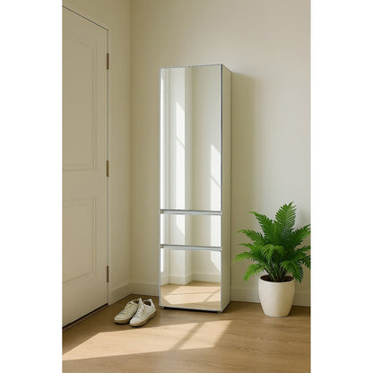 Slim modular closet cabinet with mirrored doors in white, part of a triple wardrobes setup on Tampa Home & Garden Store