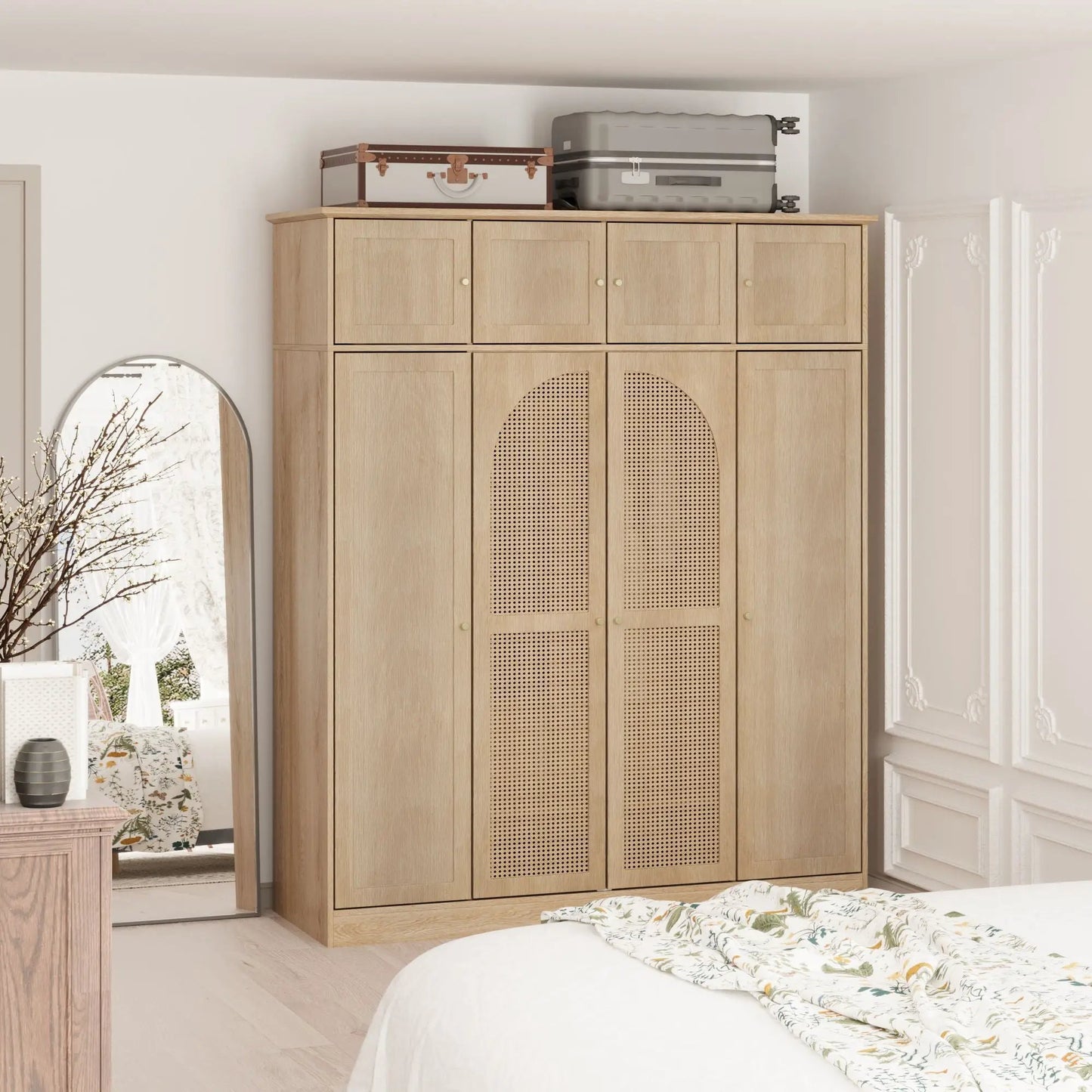 8-Door armoire wardrobe in light oak with adjustable shelves by Unique Piece Furniture on Tampa Home & Garden Store