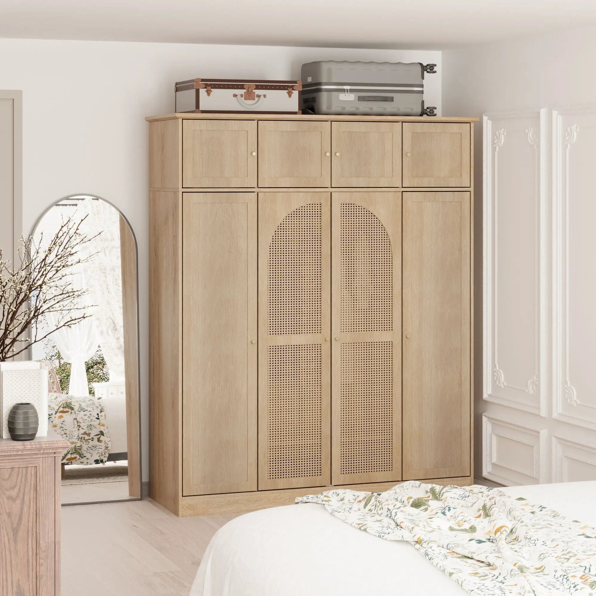 8-Door armoire wardrobe in light oak with adjustable shelves by Unique Piece Furniture on Tampa Home & Garden Store