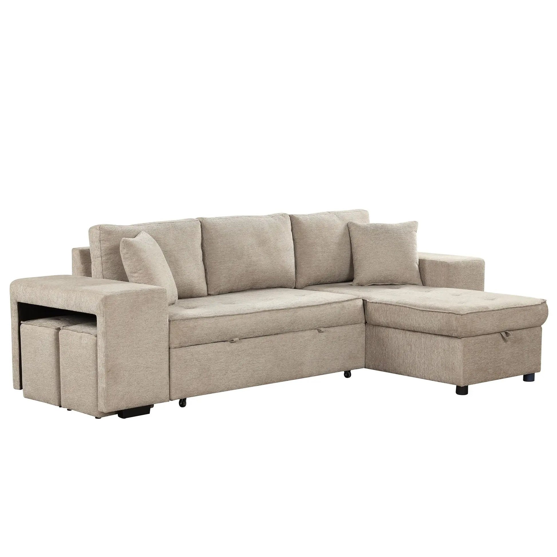 L-shaped sleeper sectional by Unique Piece Furniture with reversible chaise and 2 stools on Tampa Home & Garden Store