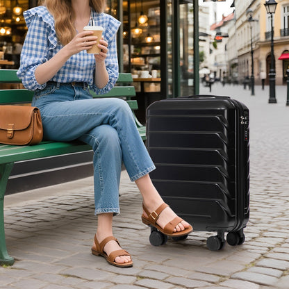 HouseOfZazla 14/20 in black 2-piece ABS spinner luggage set with combination lock on Tampa Home & Garden Store