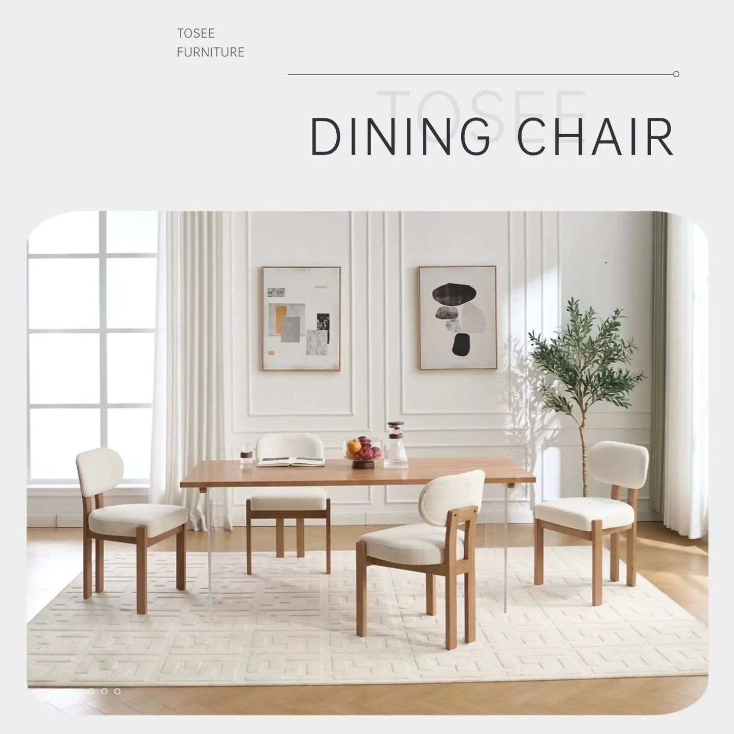 Dining chairs with ergonomic backrests and adjustable feet, set of 2, light wood frames on Tampa Home & Garden Store