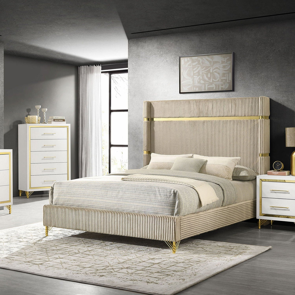 Malcolm Timeless Wingback Upholstered Bed