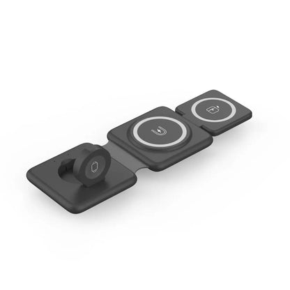 Folding magnetic suction wireless charger 3-in-1 dark gray circular charging pads FLIPSTYLEZLLC on Tampa Home & Garden Store