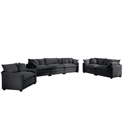 Elegant Oversized Sectional Sofa Set 3-piece with deep seats in black upholstery on Tampa Home & Garden Store