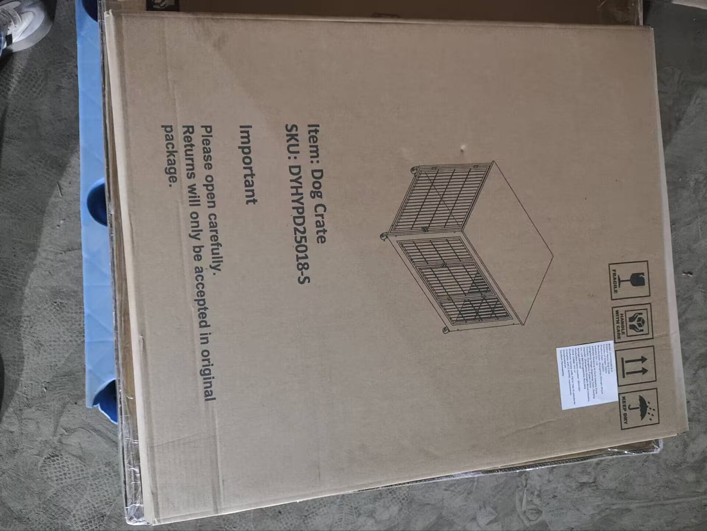 27.2in dog crate furniture with wheels box by HouseOfZazla shows wire crate diagram on cardboard on Tampa Home & Garden Store