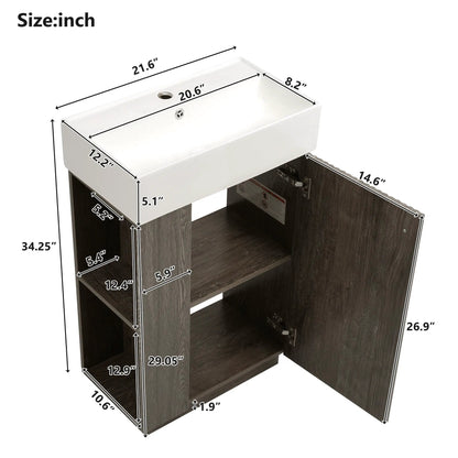 Bathroom Vanity With Sink, Freestanding Cabinet