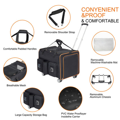 2 in 1 cat carrier-stroller for 2 cats with rolling wheels, black with orange trim HouseOfZazla on Tampa Home & Garden Store