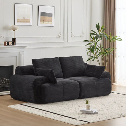 2 Seater Large Sectional Couches For Living Room black textured fabric stationary sofa on Tampa Home & Garden Store