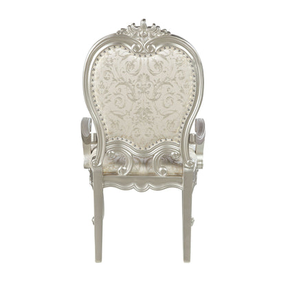 Bently Arm Chair set of 2 in champagne with damask upholstery and ornate silver frame on Tampa Home & Garden Store