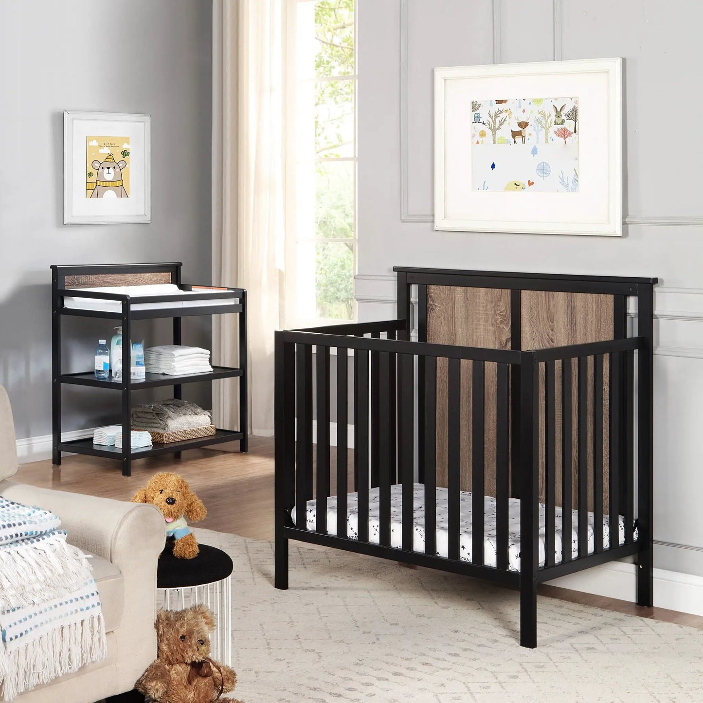 Connelly Mini Crib With Mattress Pad Two Tone