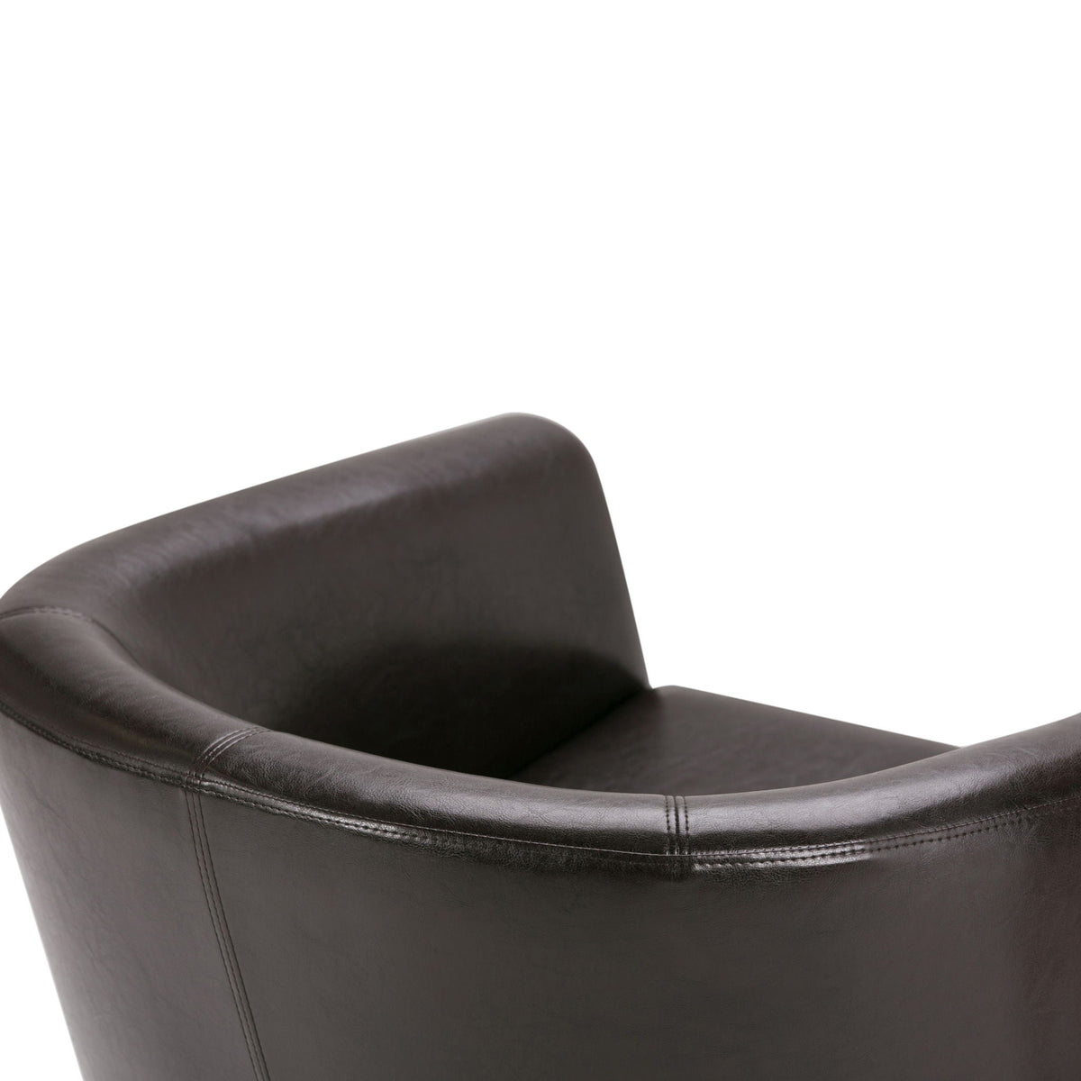Transitional tub chair in dark brown leather with solid legs on Tampa Home & Garden Store