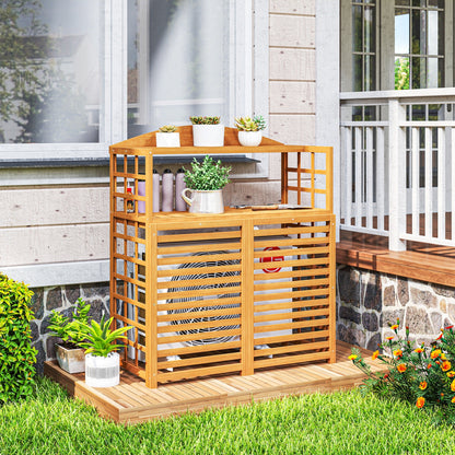 Outsunny Wood Air Fence With Storage Shelves