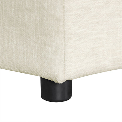 Twin size folding sleeper ottoman in cream upholstery with black cylindrical leg on Tampa Home & Garden Store