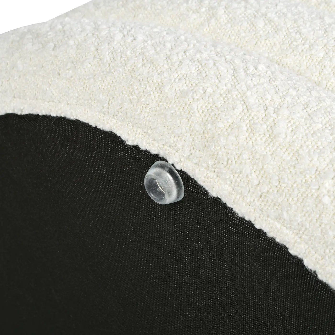 Fuji oversized round storage ottoman by Unique Piece Furniture with cream boucle top and black base on Tampa Home & Garden Store