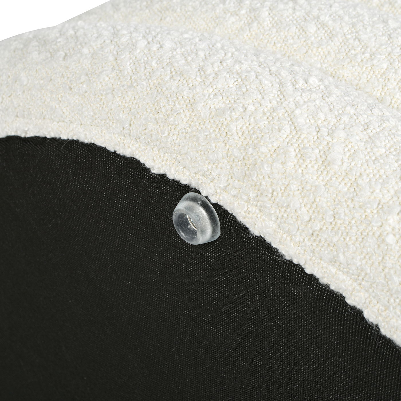 Fuji Oversized Round Storage Ottoman white boucle top with black base HouseOfZazla on Tampa Home & Garden Store