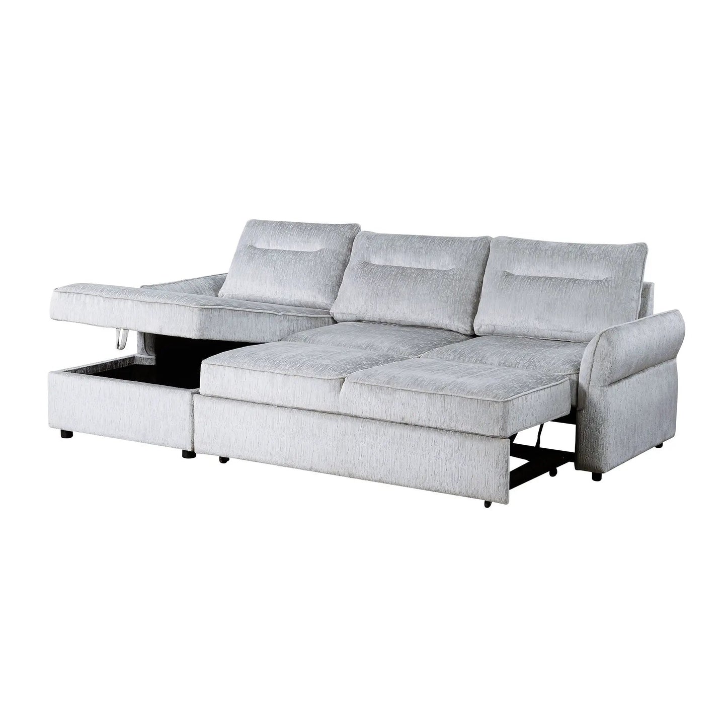 Montana Sofabed With Storage gray fabric by Unique Piece Furniture, stationary sectional on Tampa Home & Garden Store