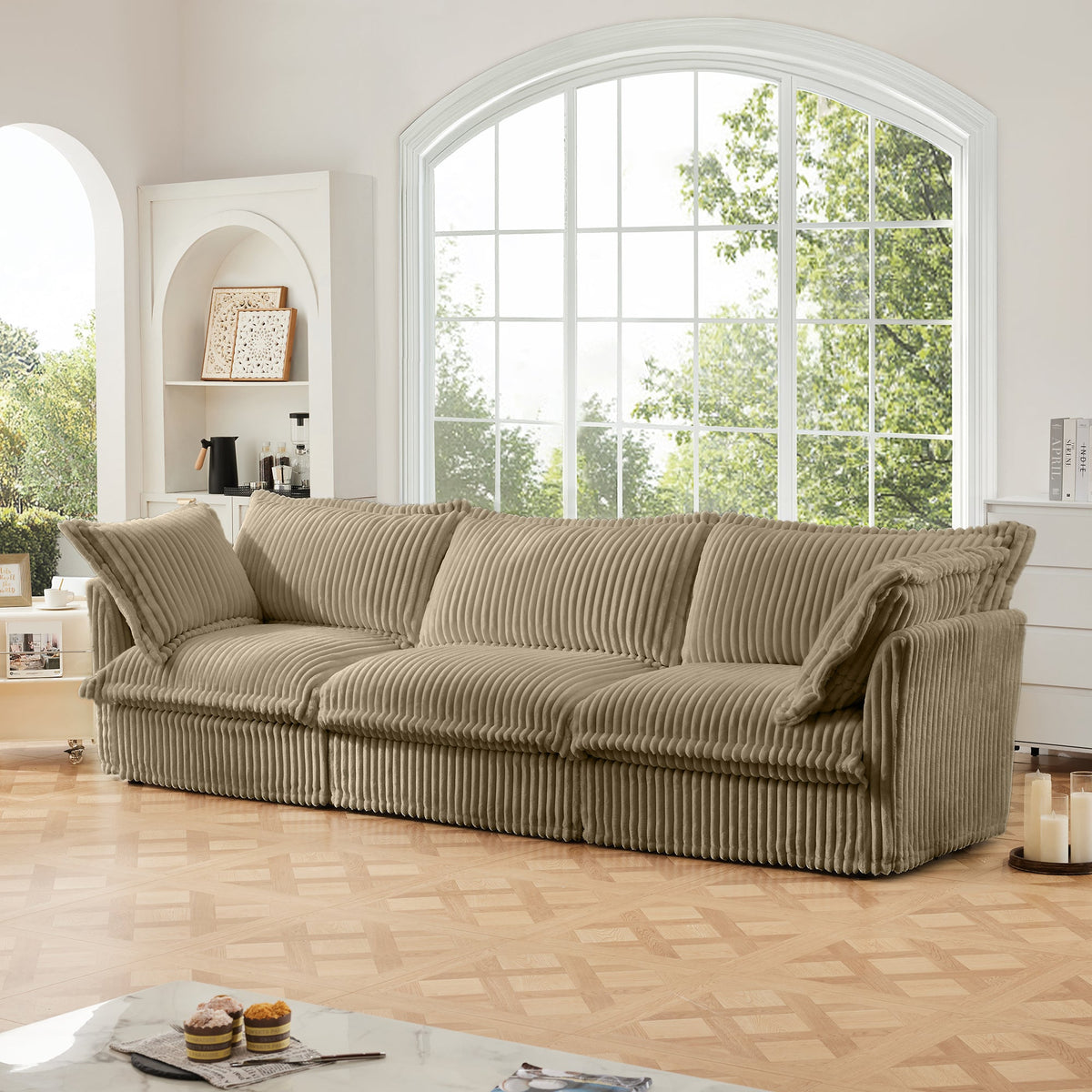 Modern 3 Seater Slipcovered Sofa and Deep Seats