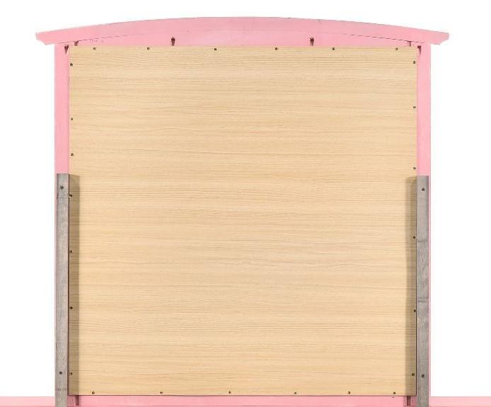 Wall mirror with pink wood-veneer frame and natural wood center HouseOfZazla on Tampa Home & Garden Store