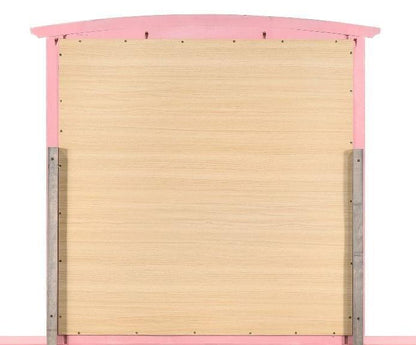 Wall mirror with pink wood-veneer frame and natural wood center HouseOfZazla on Tampa Home & Garden Store