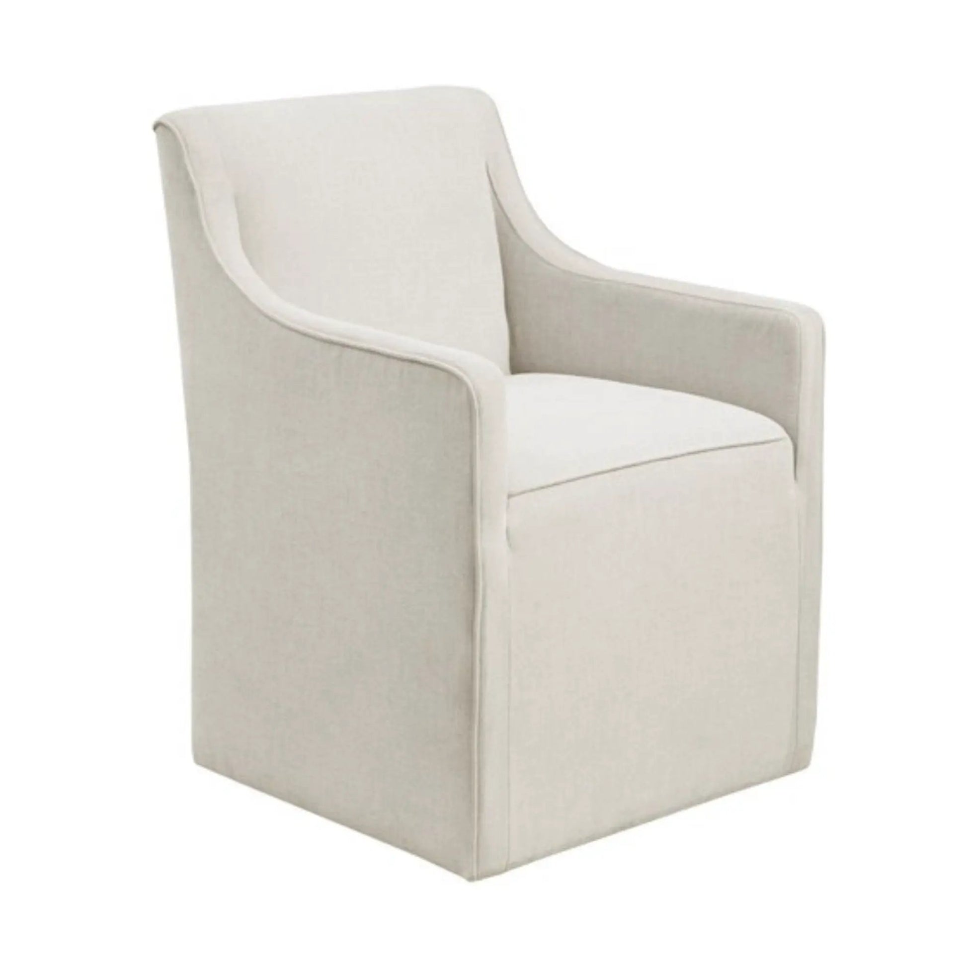 Traditional Skirted Dining Arm Chair in beige upholstered fabric on Tampa Home & Garden Store