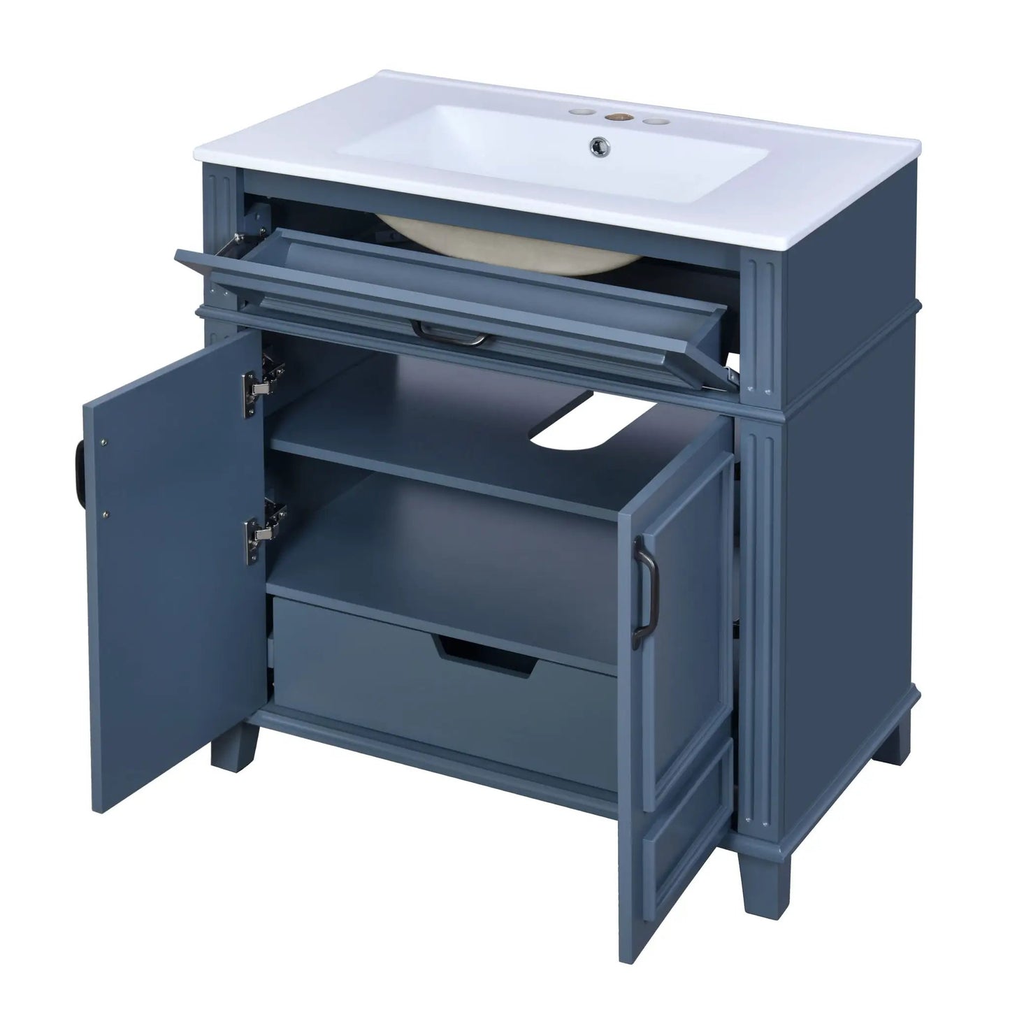 Bathroom Vanity With Sink Storage Cabinet Blue
