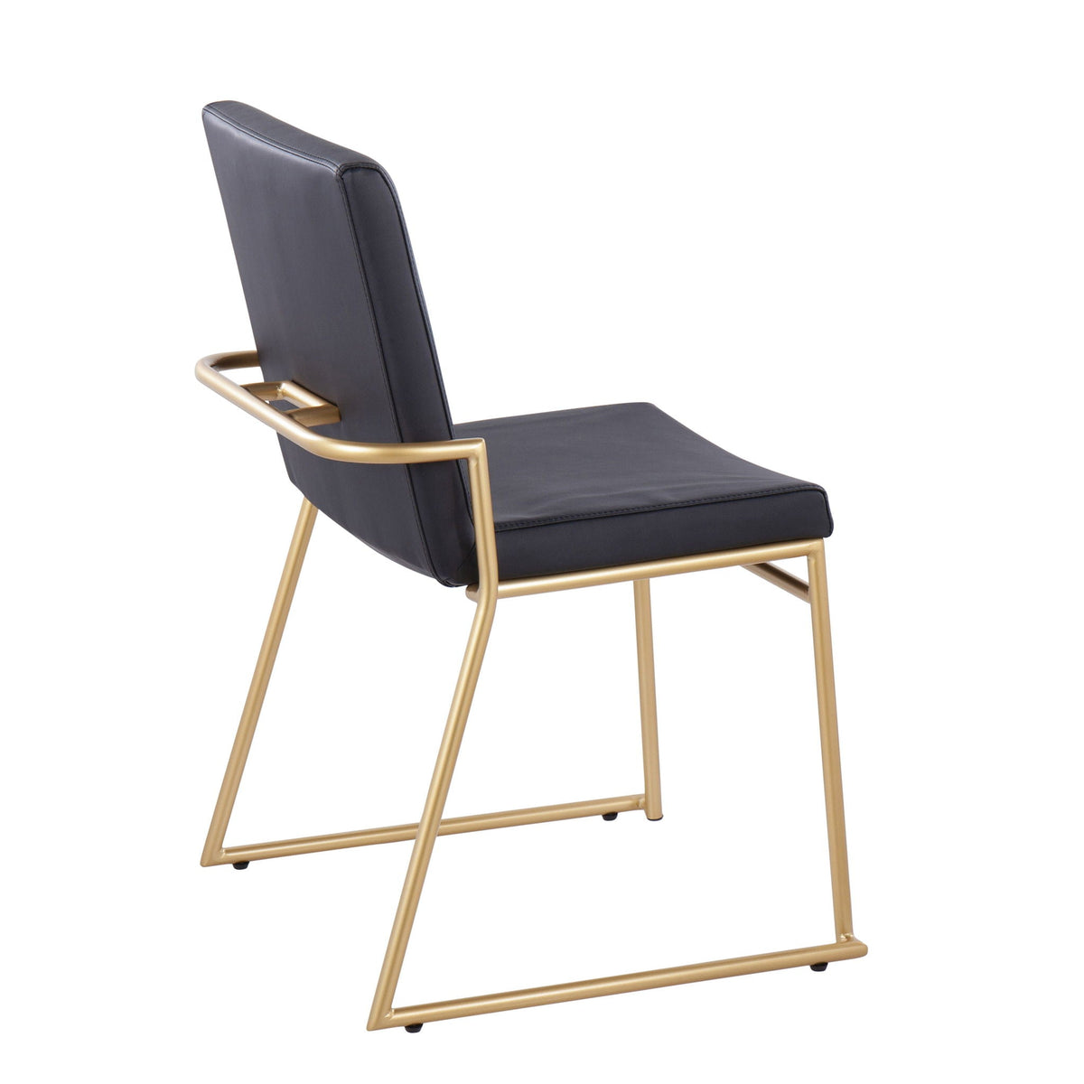Dutchess dining chair with dark gray leatherette seat and gold metal frame by HouseOfZazla on Tampa Home & Garden Store