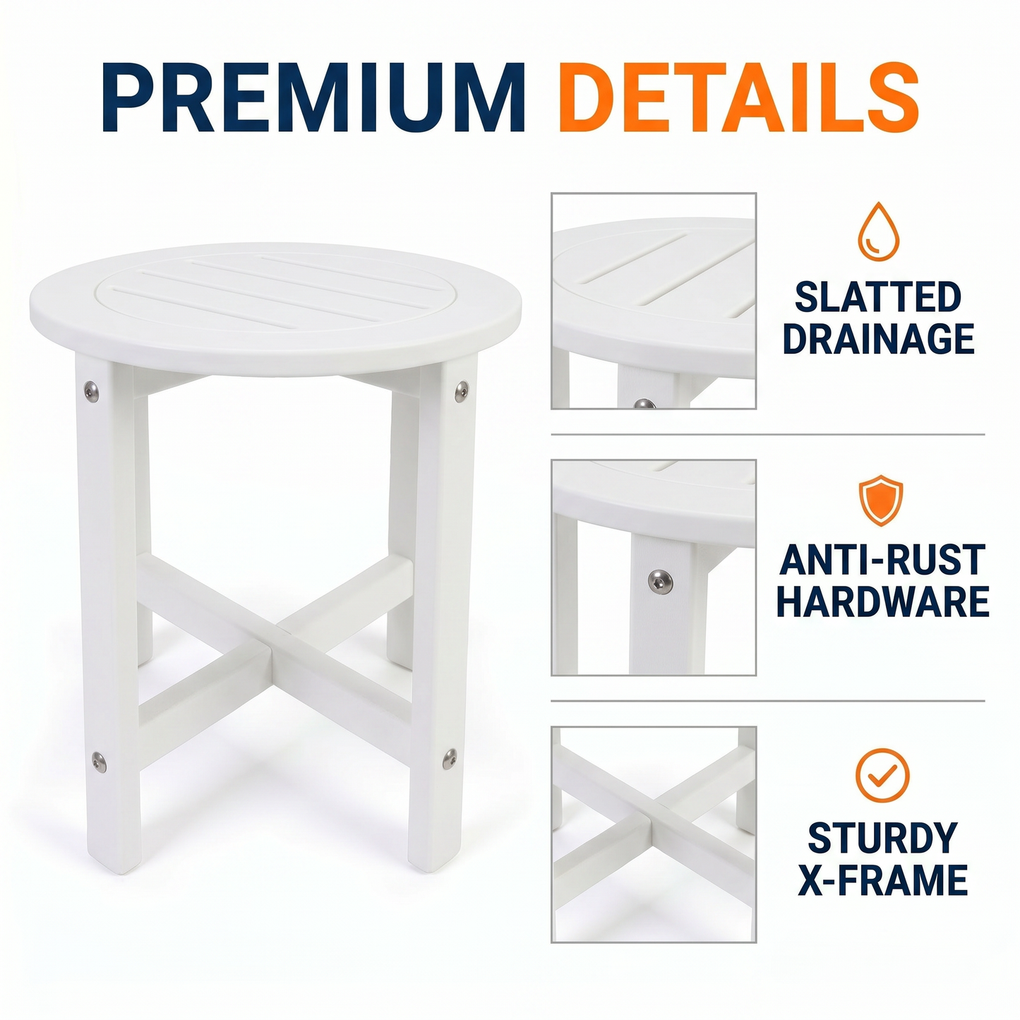 White HDPE Outdoor Side and Patio End Table