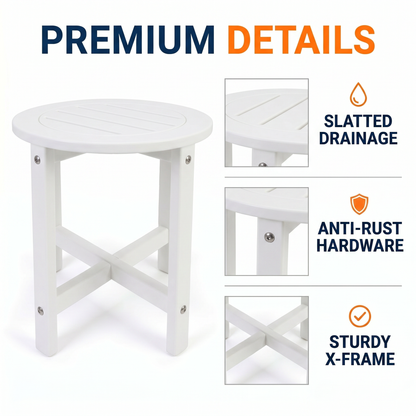 White HDPE Outdoor Side and Patio End Table