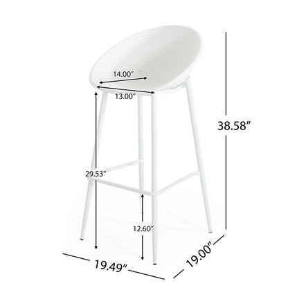Gable Outdoor Barstools 2-pack white perforated seats with white legs by HouseOfZazla on Tampa Home & Garden Store