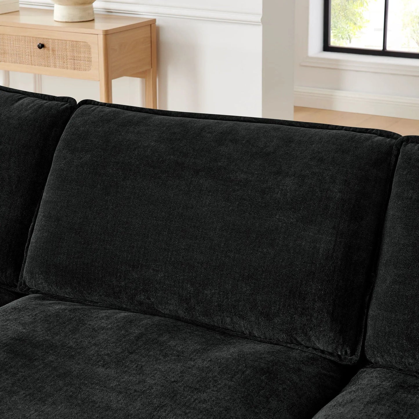 L-Shaped sectional sofa with black fabric upholstery, 2-piece set Unique Piece Furniture on Tampa Home & Garden Store