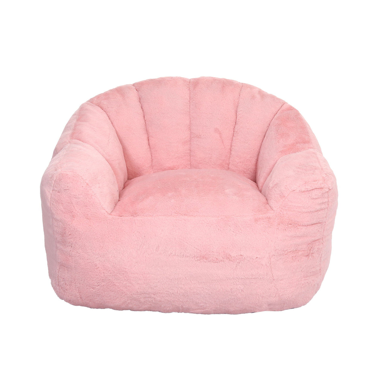 Beanbag chair with armrests in pink plush fabric, high-density foam fill, HouseOfZazla on Tampa Home & Garden Store