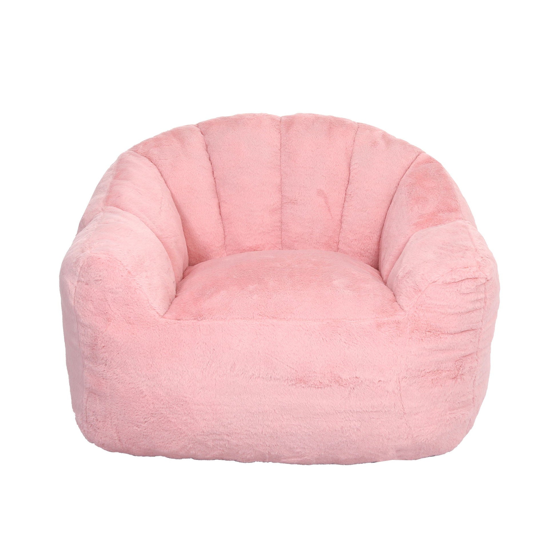 Beanbag chair with armrests in pink plush fabric, high-density foam fill, HouseOfZazla on Tampa Home & Garden Store