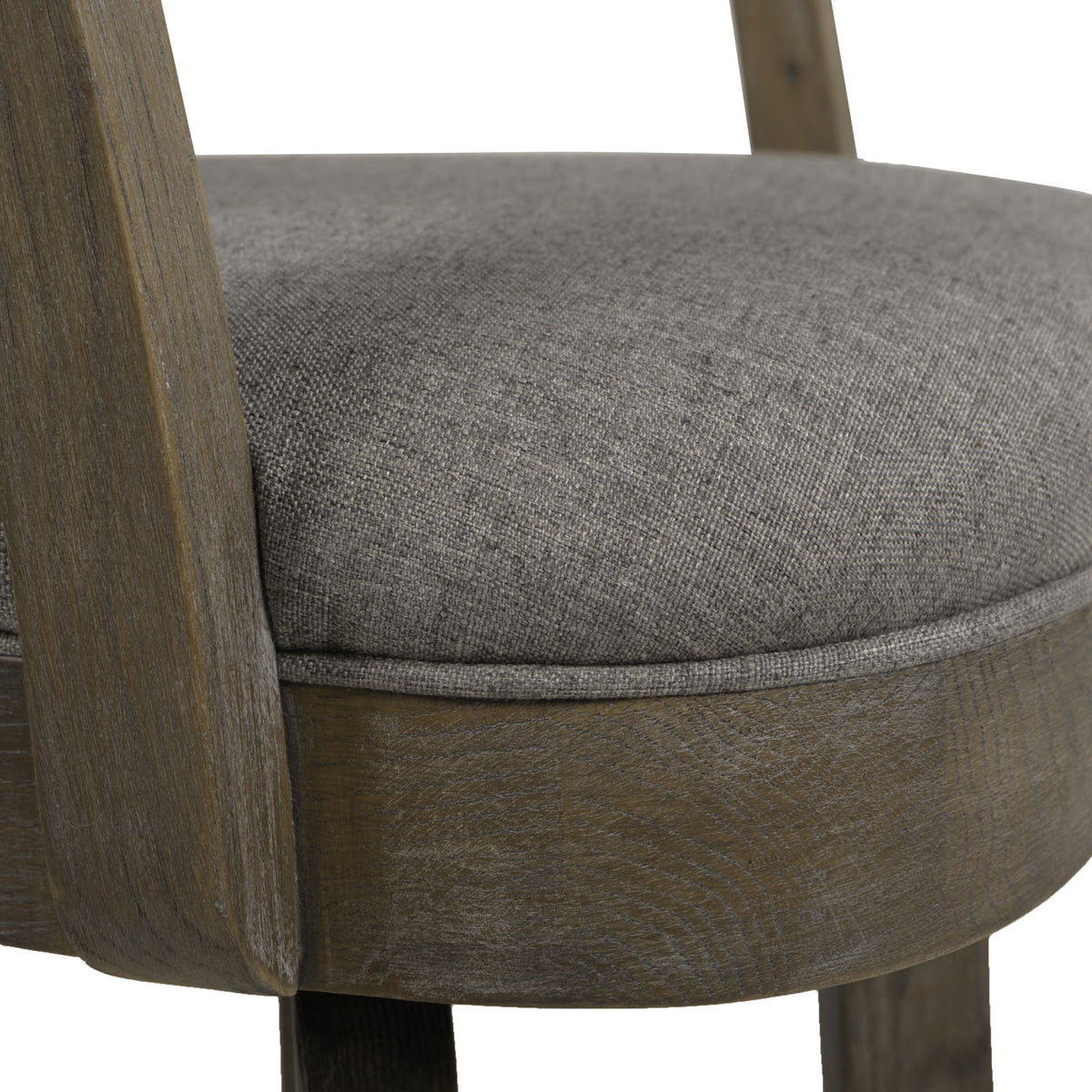 Swivel counter height bar stool with high back, gray fabric upholstered seat, solid hardwood on Tampa Home & Garden Store