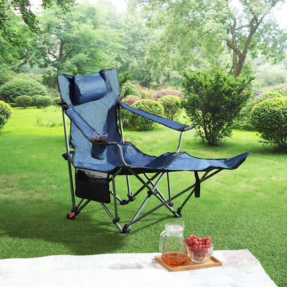 Outdoor Folding Reclining Chair With Cup Holder