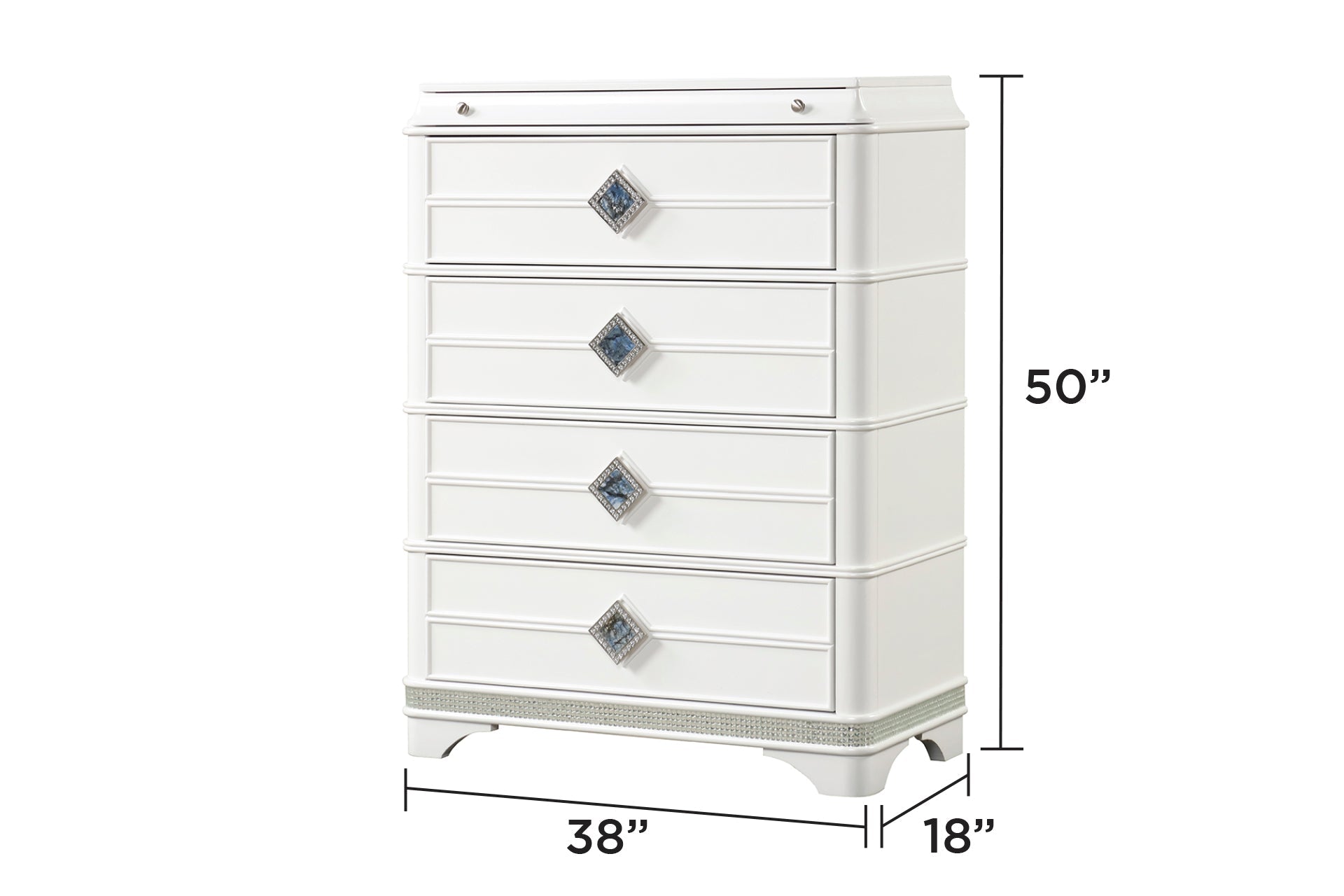 White Laguna modern 5-drawer dresser with diamond square knobs by HouseOfZazla on Tampa Home & Garden Store