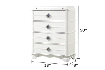 White Laguna modern 5-drawer dresser with diamond square knobs by HouseOfZazla on Tampa Home & Garden Store